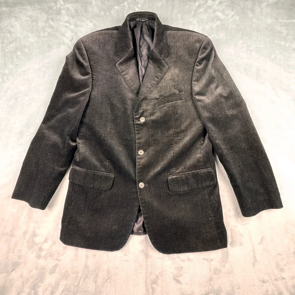 Alfani Mens‎ 3 Button Brown Sheen Velvet Blazer Sport Coat Cotton 40R